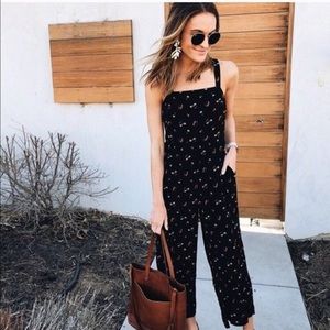 Madewell Smocked Crop Jumpsuit in Flower Toss